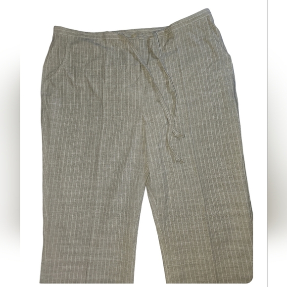 Urban Haggar Wide Leg Oatmeal White Stripe Thin Cotton Blend Pant Plus 16 Earthy - Picture 2 of 5